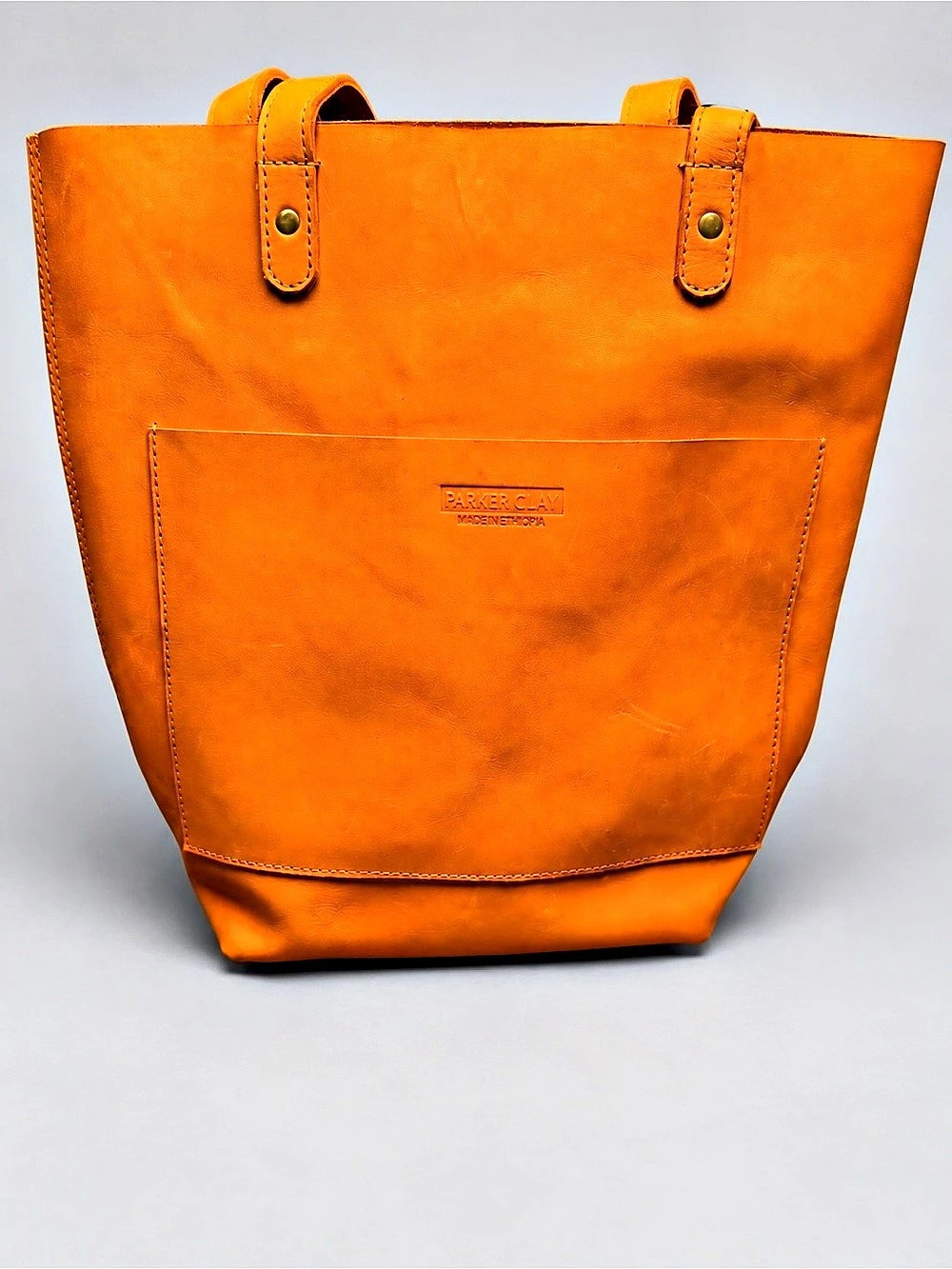 Parker Clay Leather Tote in Orange